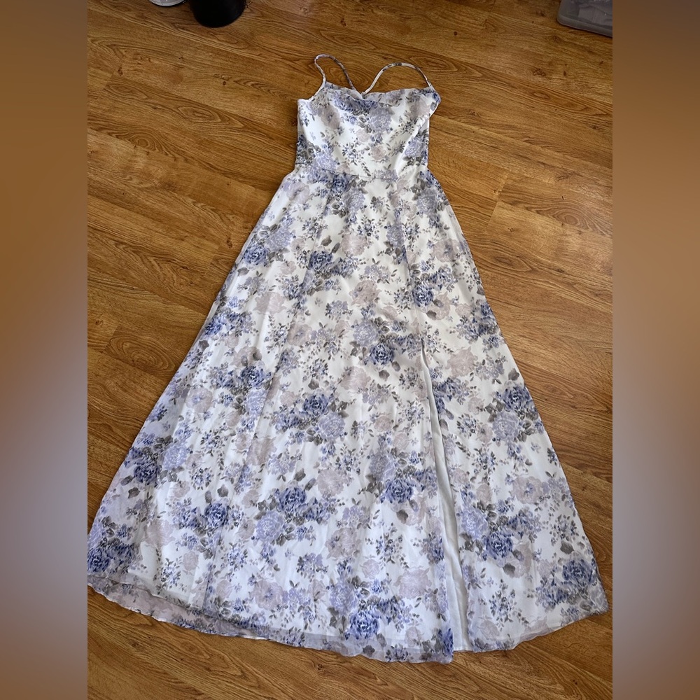 WAYF White Lavender Purple Floral Long Maxi Dress M